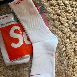 Supreme Red and White Athletic Socks